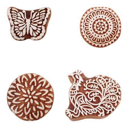 Set of 4 Piece New Mix Wooden Printing Block